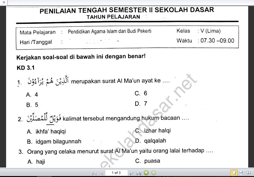 Bekali Diri dengan Soal PAI UTS Semester 2 Kelas 5: Panduan Lengkap untuk Sukses Belajar