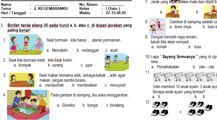 Persiapan Optimal: Panduan Lengkap Mengunduh Soal PAS 1 Tema 2 Kelas 1 Kurikulum 2013