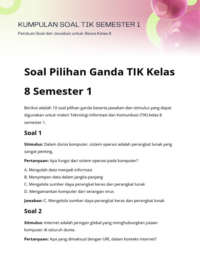 3 Rahasia Soal TIK Kelas 8 Semester 1 dan Kunci Jawaban yang Wajib Kamu Tahu di 2026