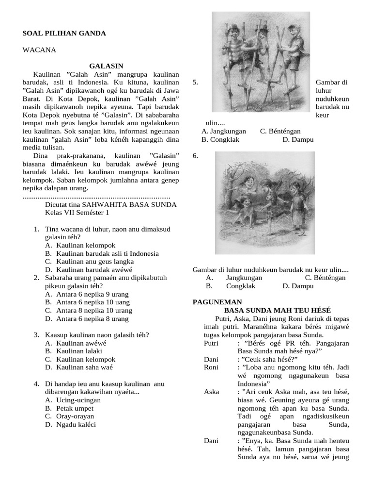 Soal Pas Bahasa Sunda Kelas 7 PDF Soal Pas Bahasa Sunda Kelas 7 PDF