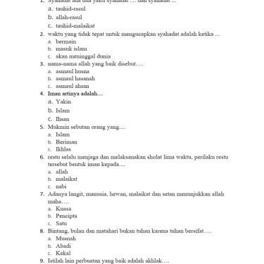 Rahasia 20+ Contoh Soal Akidah Akhlak Kelas 1 Semester 1 Bikin Anak Cepat Paham & Auto Dapat Nilai 100