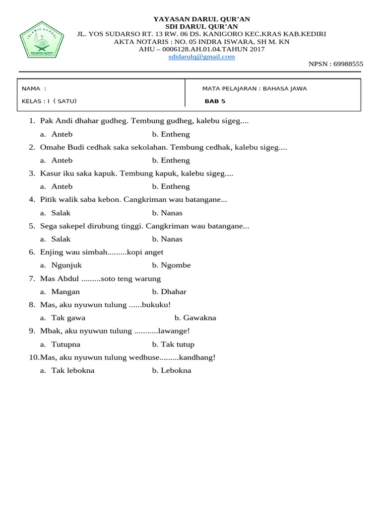 Wajib Tahu 5 Tips Hadapi Soal UTS Bahasa Jawa Kelas 6 Semester 1 Kurikulum 2013 di 2026