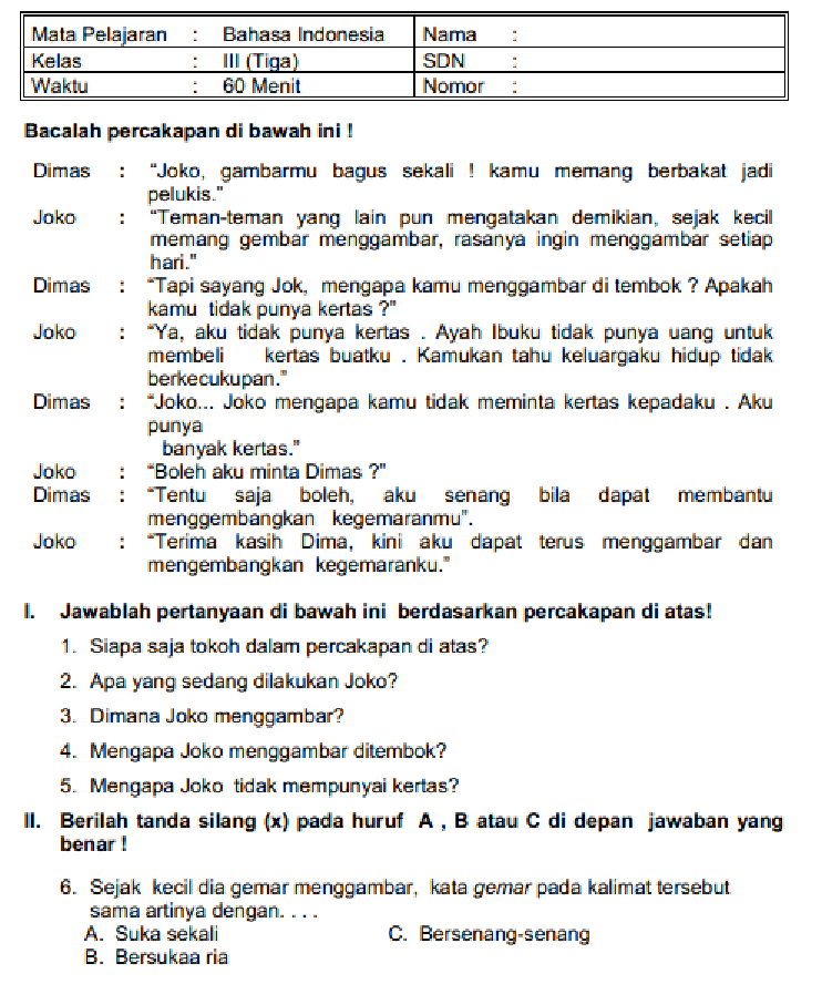 Wajib Tahu! Akhirnya Terungkap 5 Soal UAS Bahasa Indonesia Kelas 3 Semester 1 Tahun 2026