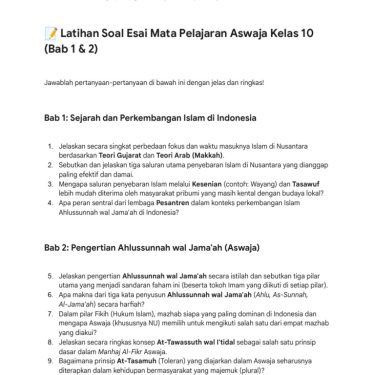5 Contoh Soal Aswaja Kelas 10 Semester 2 yang Wajib Kamu Kuasai Sebelum Ujian 2026