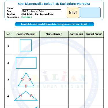 7 Contoh Gambar Bangun Datar Matematika Soal Kelas 4 K13 yang Wajib Dikuasai Agar Nilai Ujian Naik Drastis
