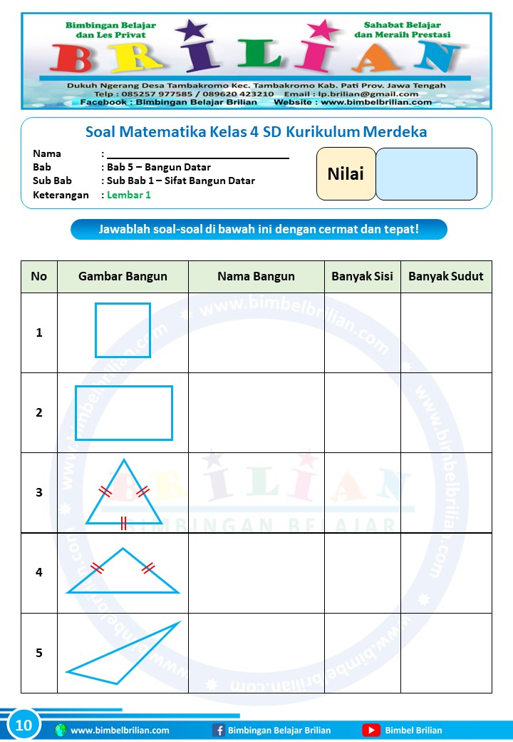 7 Contoh Gambar Bangun Datar Matematika Soal Kelas 4 K13 yang Wajib Dikuasai Agar Nilai Ujian Naik Drastis