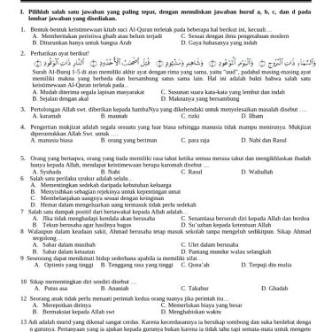 7 Contoh Soal Aqidah Akhlak Kelas 8 Semester 2 yang Wajib Dikuasai Sebelum Ujian 2026