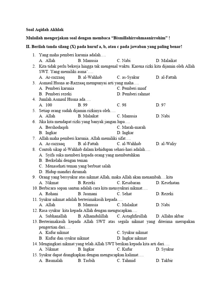 7 Contoh Soal Aqidah Akhlak Kelas Delapan Semester 2 yang Wajib Kamu Kuasai di 2026