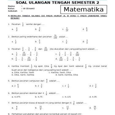 7 Contoh Soal Armel Mid Semester 2 Kelas 6 SD yang Wajib Dikuasai Siswa di 2026