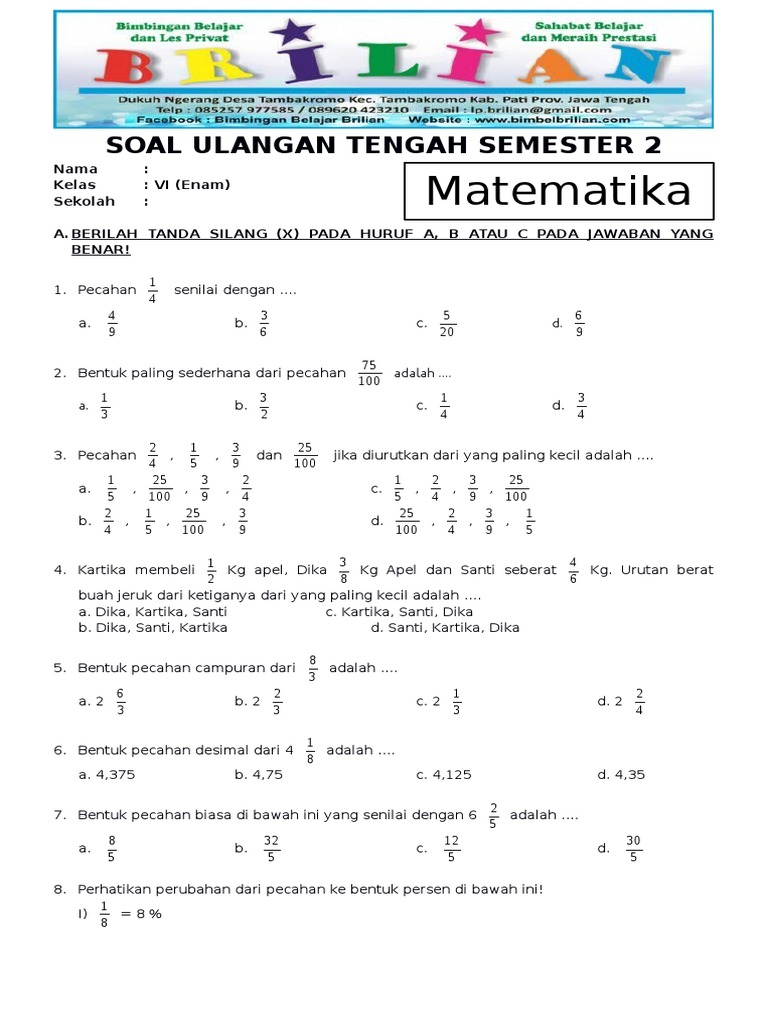 7 Contoh Soal Armel Mid Semester 2 Kelas 6 SD yang Wajib Dikuasai Siswa di 2026