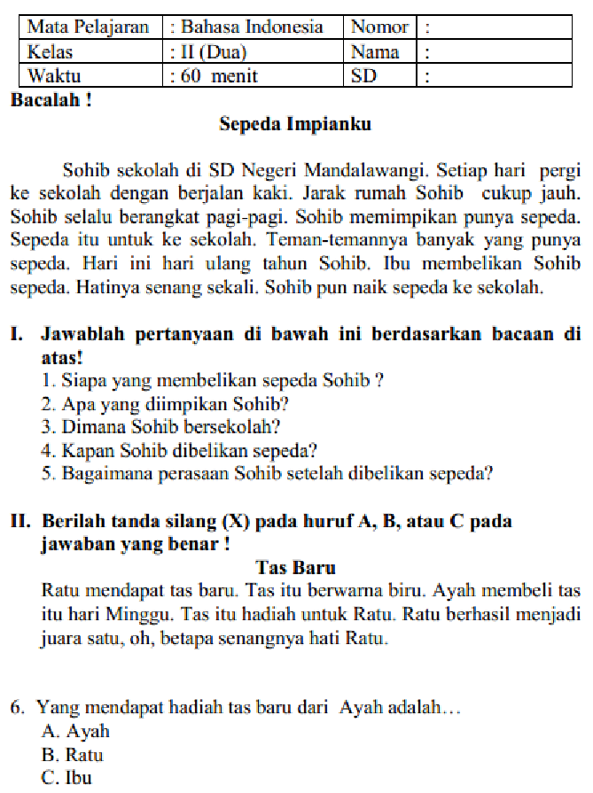 contoh soal b indonesia kurtilas kelas 7 semester 2