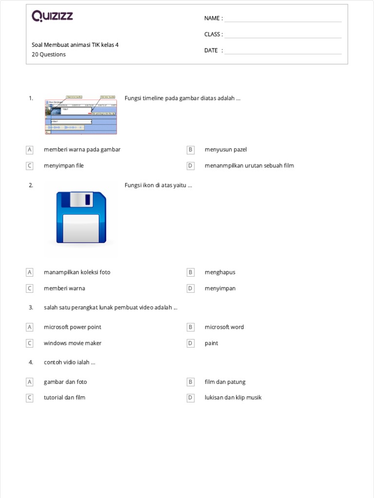 Soal Membuat Animasi TIK Kelas 4 PDF Soal Membuat Animasi TIK Kelas 4 PDF