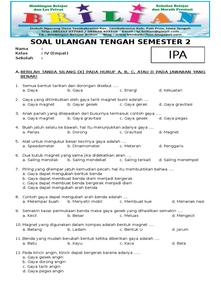 7 Rahasia Meningkatkan Nilai IPA Mid Semester 2 K 13 Kelas 4 dengan Contoh Soal Terbaru