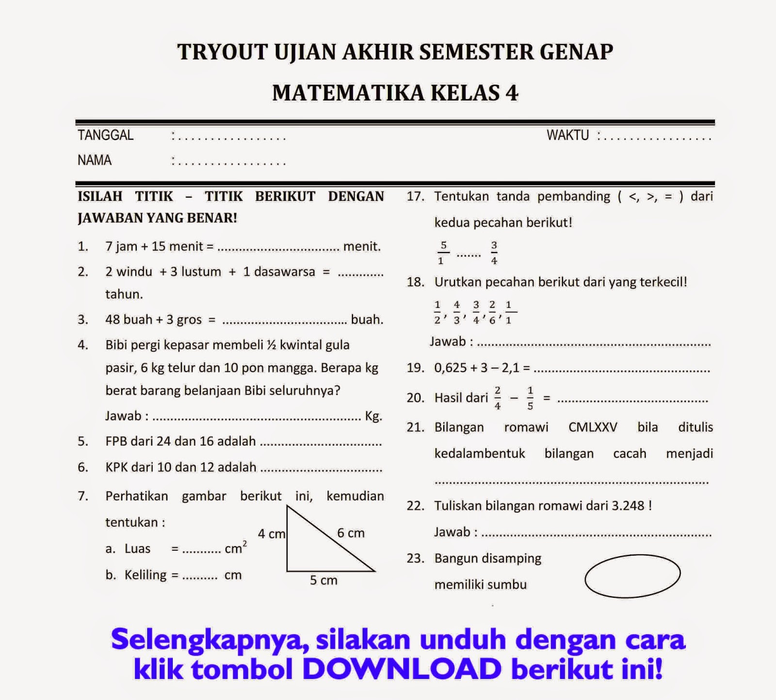 7 Rahasia free download soal ukk sd kelas 4 tematik yang Wajib Tahu Sebelum Terlambat