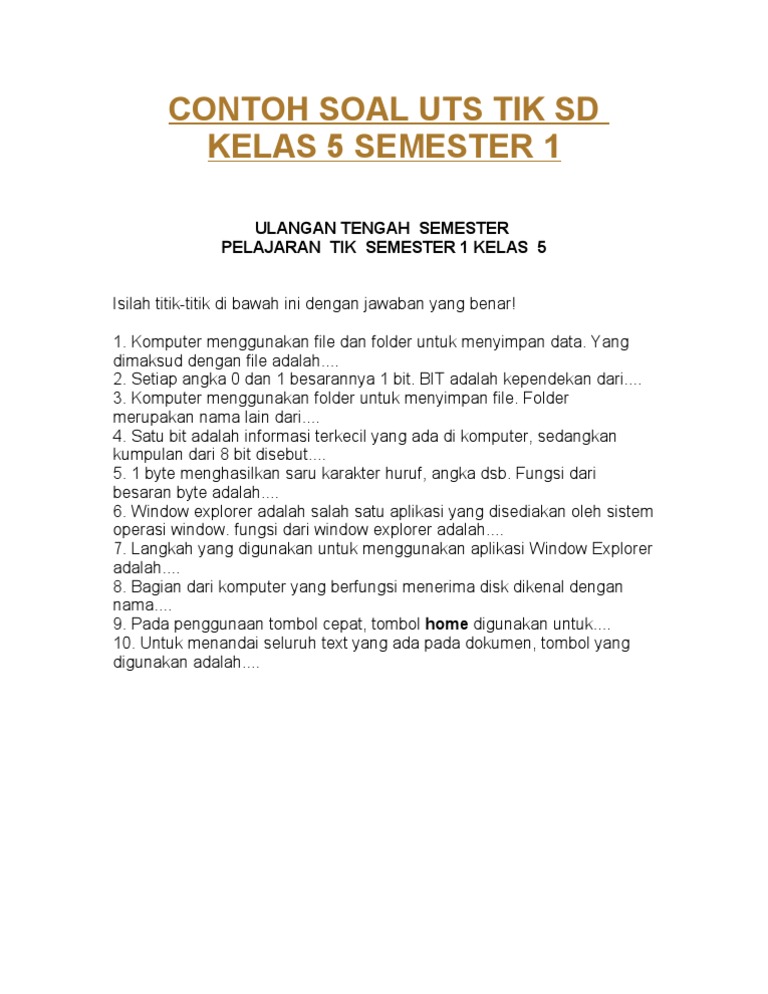 7 contoh soal tik kelas 5 sd semester 1 yang terbukti bikin anak paham cepat sebelum ujian