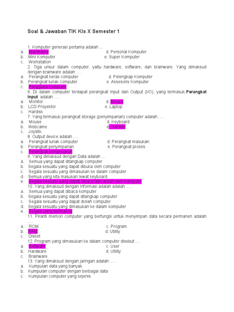 Ini 5 Contoh Soal TIK Kelas 10 Semester 1 yang Sering Muncul di Ujian, Ternyata Ini Pola Jawabannya!