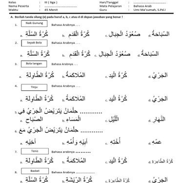 Ternyata Ini Dia Contoh Soal Arab Melayu Kelas 3 SD Semester 2 2018 yang Wajib Dikuasai Siswa