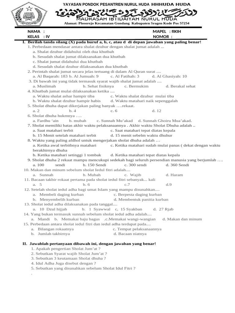 Free Download Soal PTS Fiqih Kelas 4 Semester 2 Terbaru 2026, Ternyata Ini 5 Pola Soal yang Sering Muncul