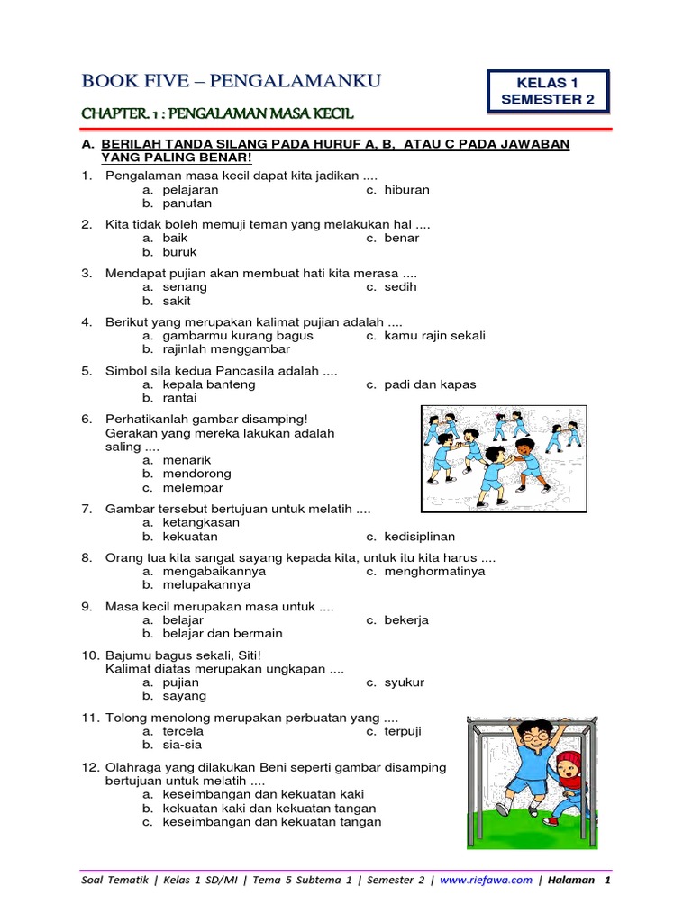 7 contoh soal kelas 1 tema 5 k13 yang terbukti membuat anak cepat paham, jangan lewatkan!