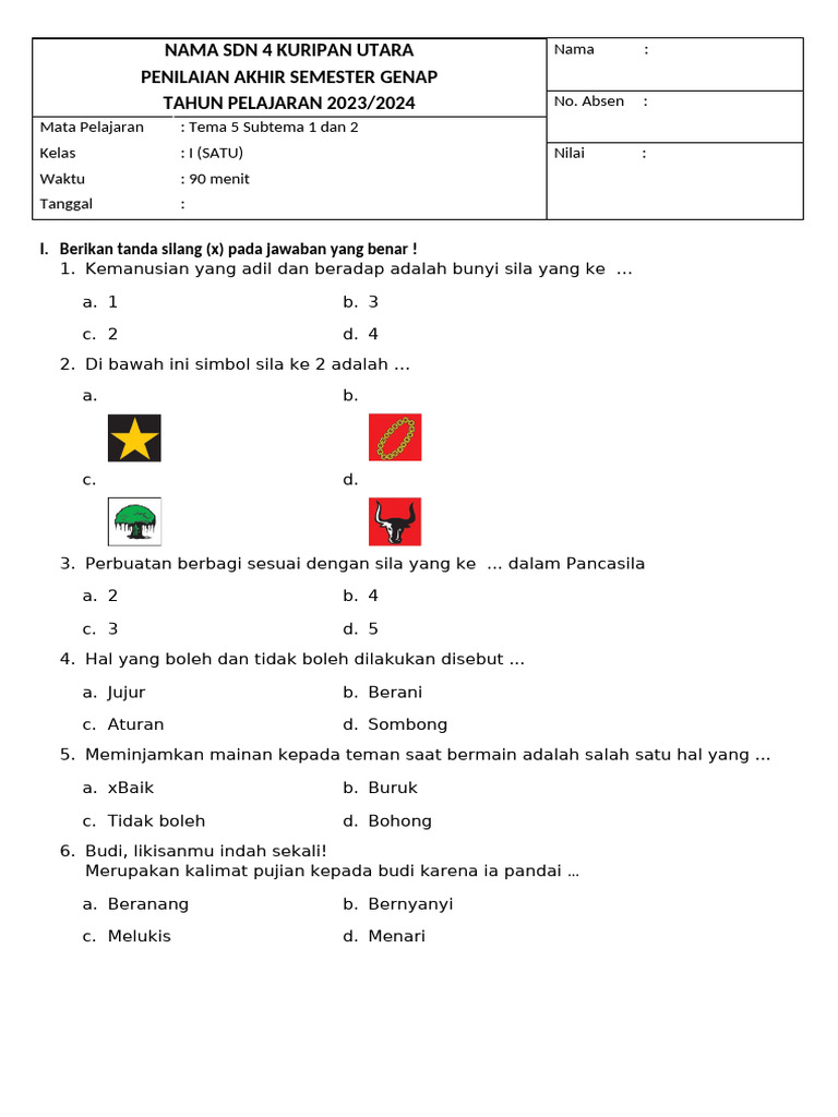 Rahasia Lulus Ujian: Kumpulan contoh soal kelas 1 tema 5 subtema 1 Terbaru