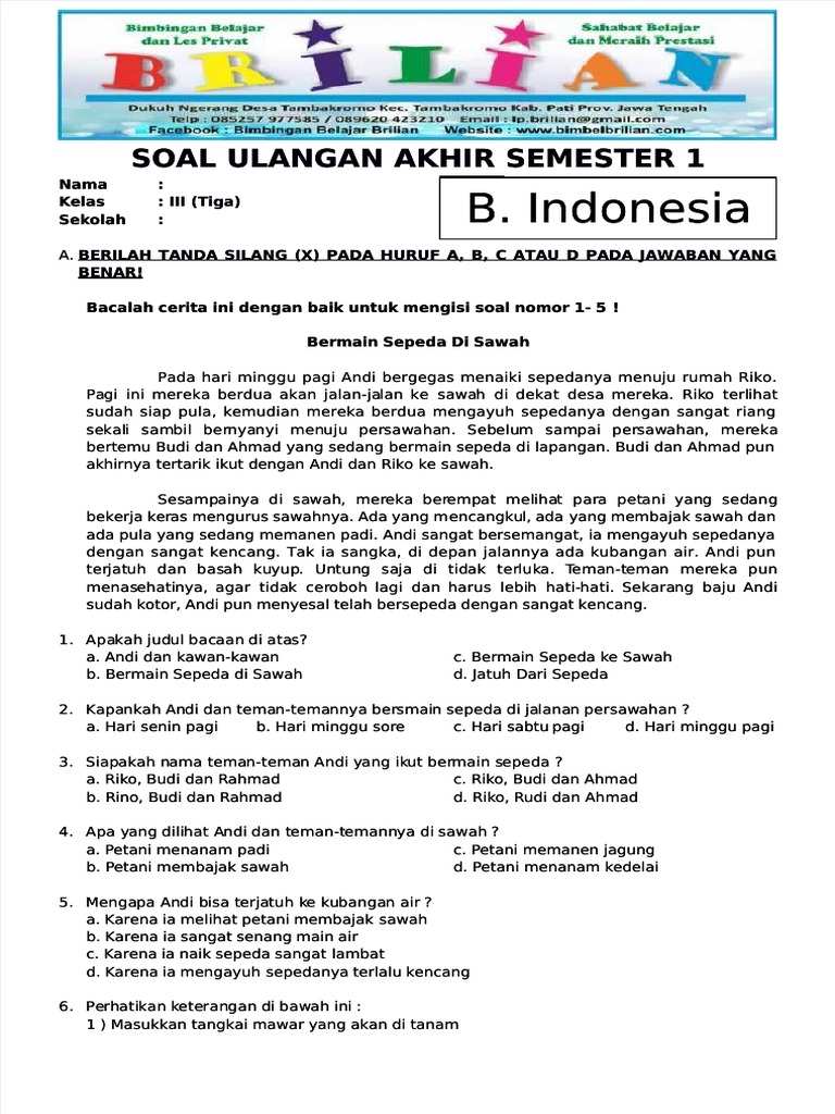 Rahasia Skor Tinggi Kerjakan Soal UAS 1 Kelas 3 SD KTSP Agar Anak Jadi Juara