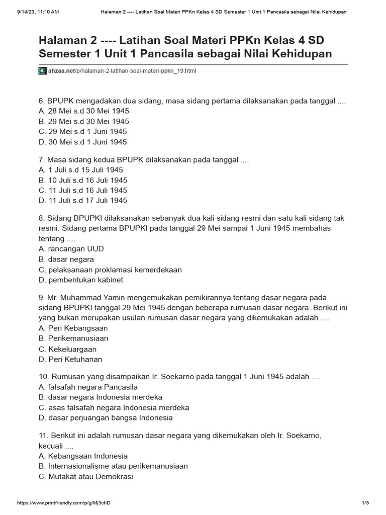 Wajib Tahu 10 Bocoran Soal PPKN Kelas 4 Tema 9 Agar Nilai Ujian Langsung Sempurna
