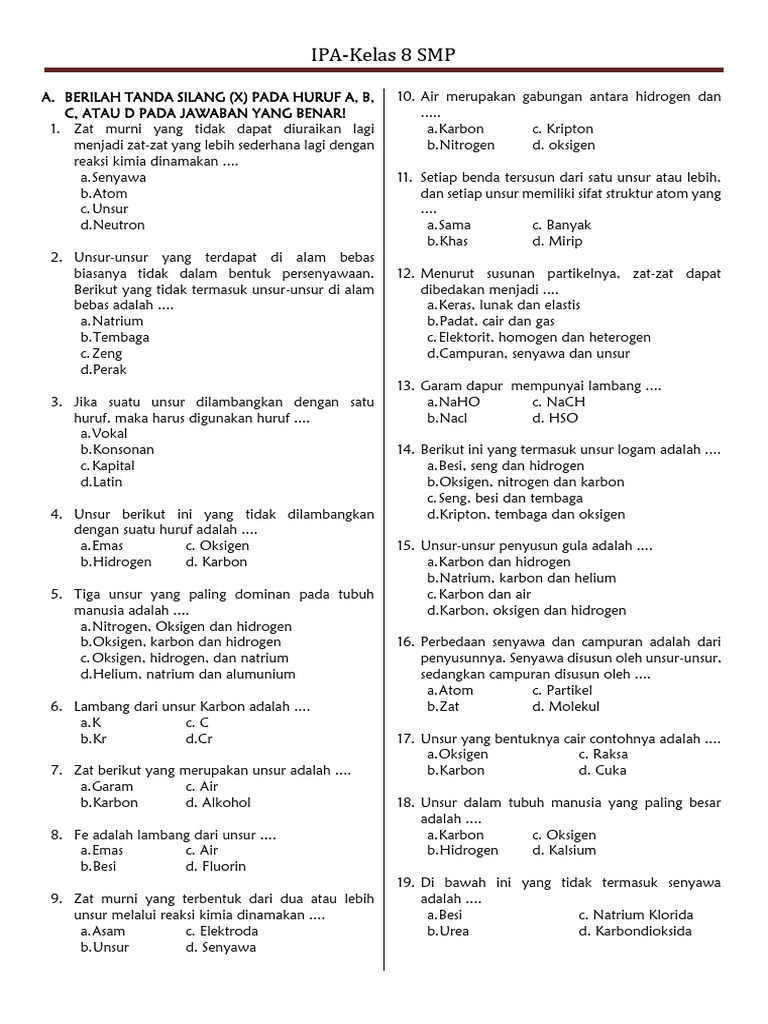 Wajib Tahu! Bocoran Contoh Soal IPA Kelas 8 Semester 2 Kurikulum 2013 Semester Ini