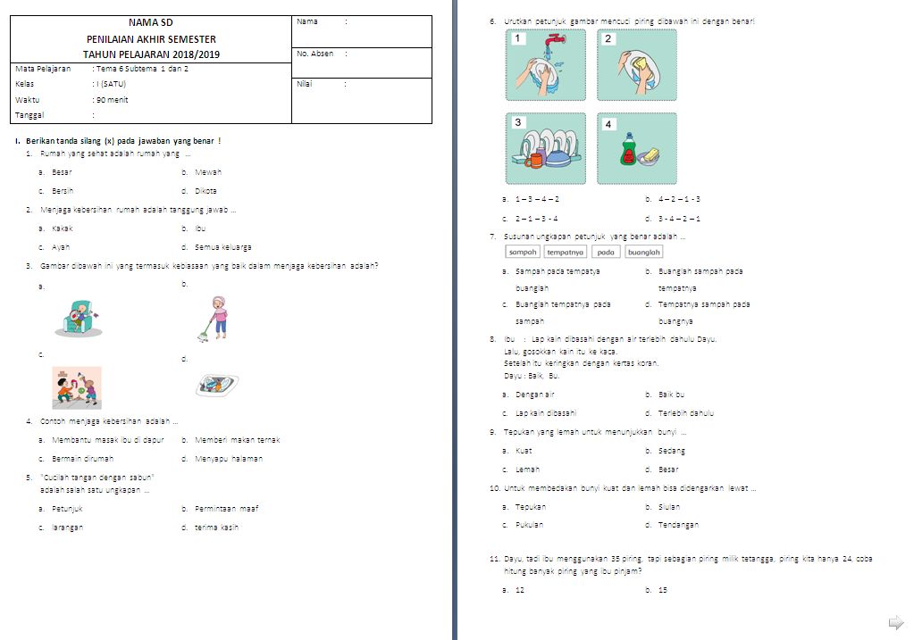 Wajib Tahu Contoh Soal Kelas 1 Tema 6 Sub Tema 1 Agar Anak Cepat Pintar